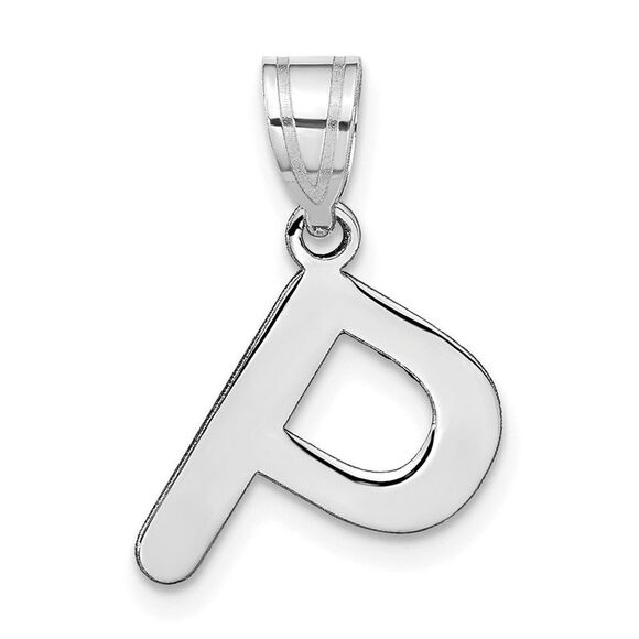 Kazi Luxury 14k White Gold Polished Bubble Letter P Initial Pendant
